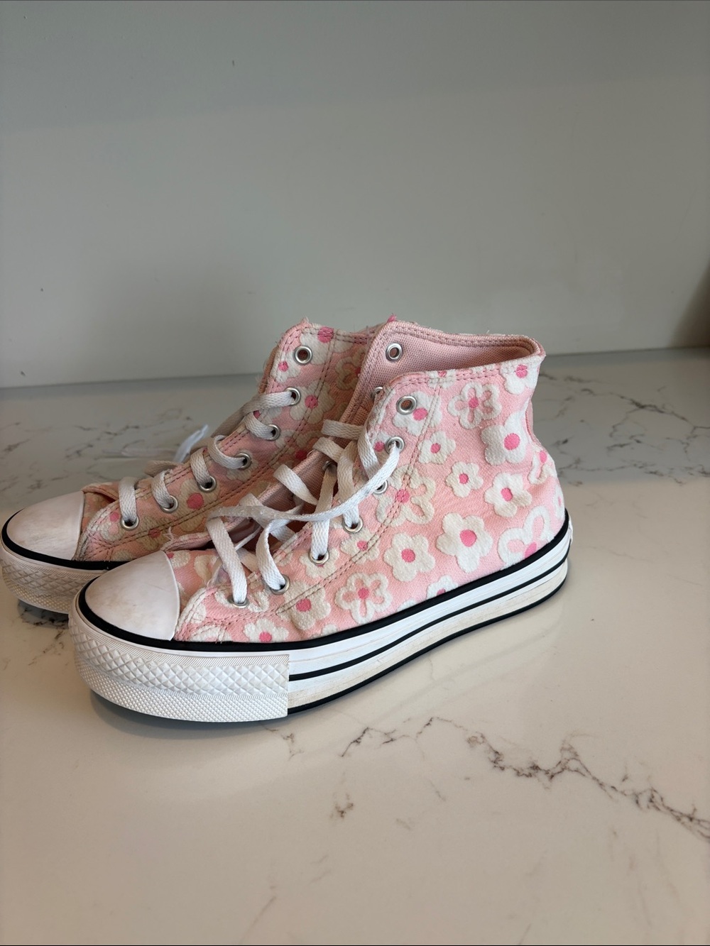 Converse Pink Floral High-Top Canvas Sneakers